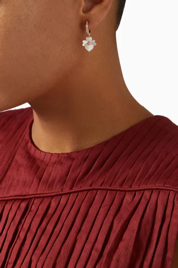Precious Pansy Pavé Drop Huggies in Metal   