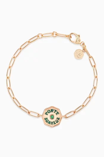Wee Porte Bonheur Emerald Bracelet in 14kt Yellow Gold
