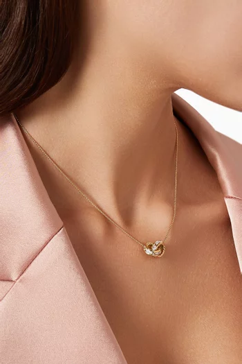 Modern Renaissance Double Pendant Diamond Necklace in 18K Yellow Gold