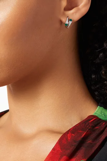 Cleo Small Diamond & Green Agate Hoop Earrings in 18kt White Gold