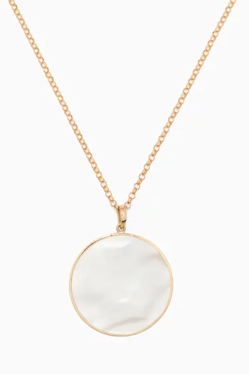 Mother of Pearl Disc Pendant Necklace in 18kt Yellow Gold