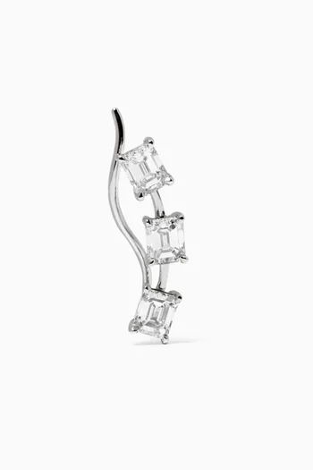 Emerald-cut Diamond Single Ear Climber in 18kt White Gold