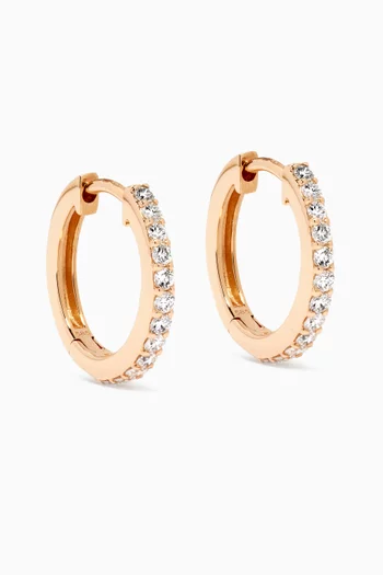 Halo Medium Diamond Hoop Earrings in 14kt Yellow Gold