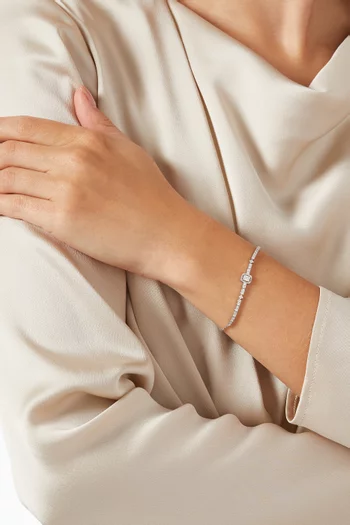 Single Motif Tennis Bracelet in 18kt White Gold  