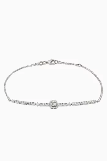 Single Motif Tennis Bracelet in 18kt White Gold  