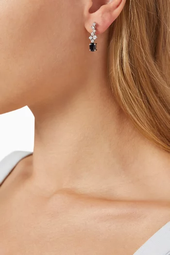 Sapphire and Diamond Drop Earrings in White Gold