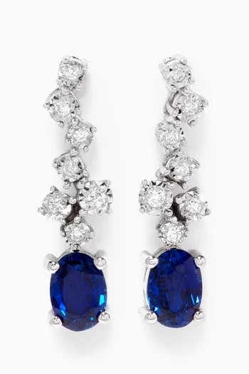 Sapphire and Diamond Drop Earrings in White Gold