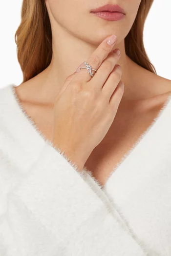 Crystal Crossover Diamond Ring in White Gold 