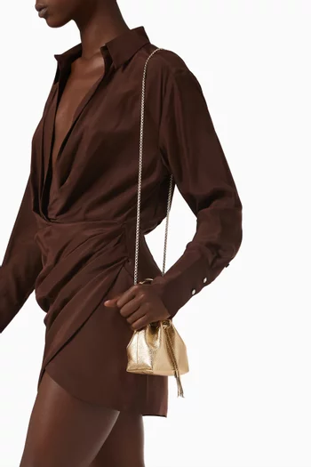 Micro Bon Bon Bucket Bag in Metallic Nappa