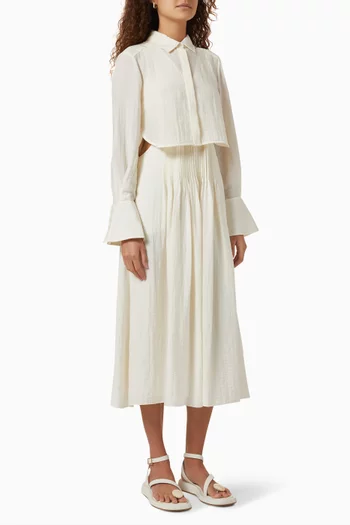 فستان جارفيس سمر دانتيل متوسط الطول بنمط قميص من مزيج رايون