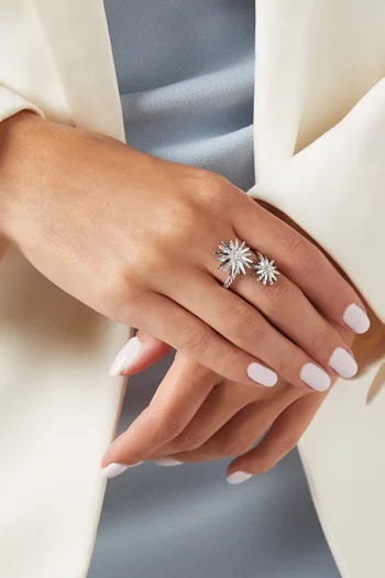 Starburst Diamond Bypass Ring in Sterling silver