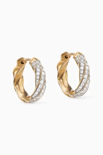 Cable Edge™ Diamond Huggie Hoop Earrings in Recycled 18kt Yellow Gold