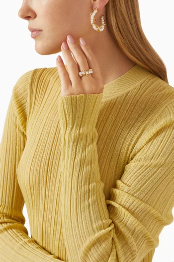 Molten Pearl Twisted Stacking Ring in 18kt Recycled Gold-plated Brass