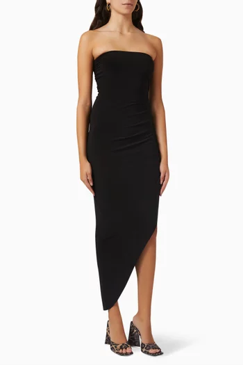 Strapless Side Drape Gown in Poly Lycra