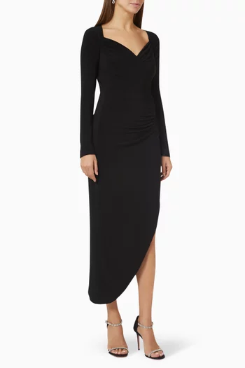 Sweetheart Side Drape Gown in Poly Lycra 