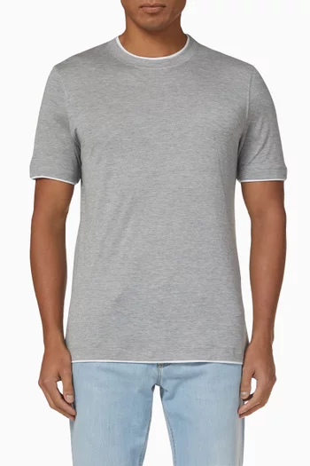 Contrast Trim T-shirt in Silk & Cotton   