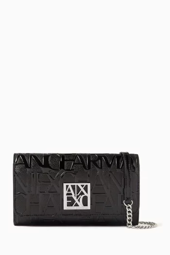 AX Logo Chain Wallet in Faux Leather