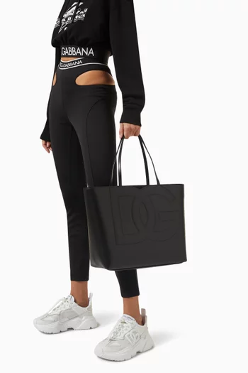 Medium DG-embossed Logo Tote Bag in Calfskin