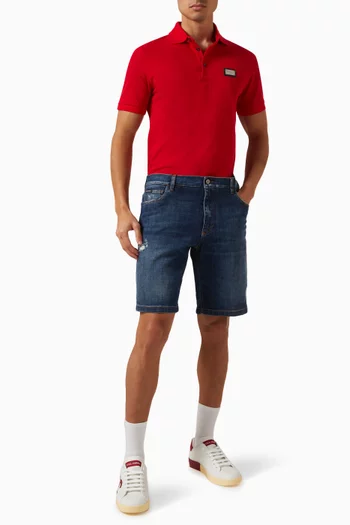 Plaque Shorts in Denim