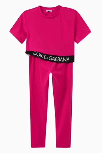 Logo Print Leggings in Cotton Stretch