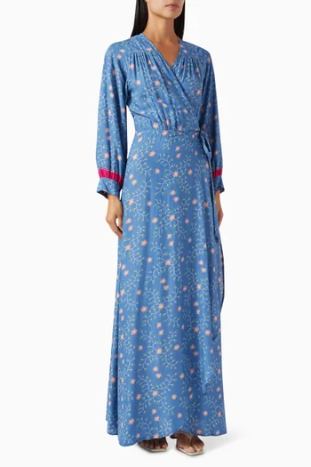 Kate Floral Maxi Wrap Dress in Rayon 