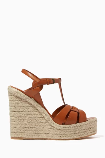 Tribute Platform Espadrille Wedges in Smooth Leather