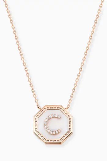 Harf Turath Letter Diamond Necklace in 18kt Rose Gold