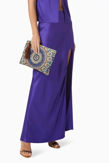 حقيبة زليج قطن وفيسكوز مطرزة بخرز زجاجي