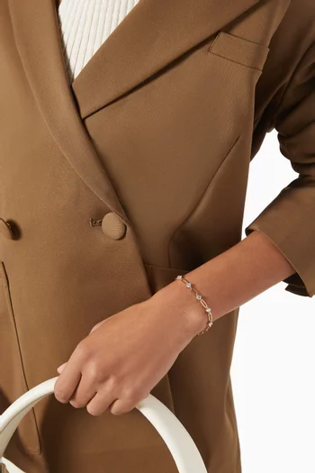 Solitaire CZ Oval Cable Link Bracelet in Gold-plated Brass