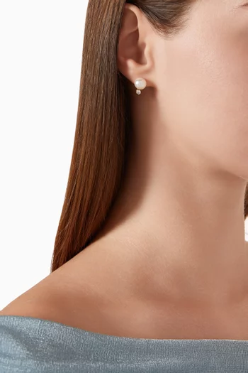 Large Pearl CZ Jacket Earrings in Gold-vermeil