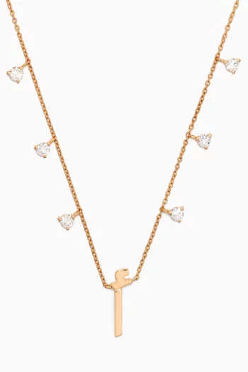 Diamond Droplets Initial Letter "A" Necklace in 18k Rose Gold