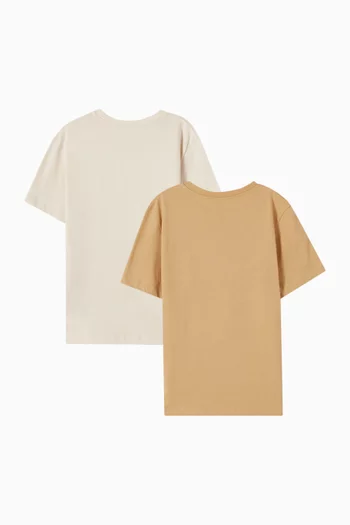 طقم تي شيرت بشعار الماركة قطن، قطعتان