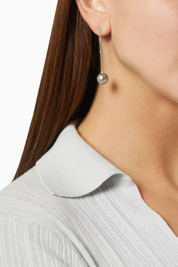 Links of Love Diamond & Pearl Drop Earrings in 18k White Gold    