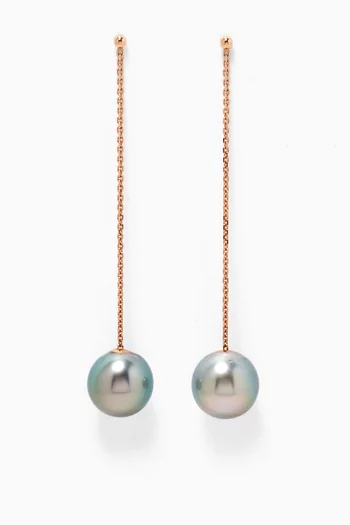 Links of Love Pearl Drop Earrings in 18k Rose Gold 