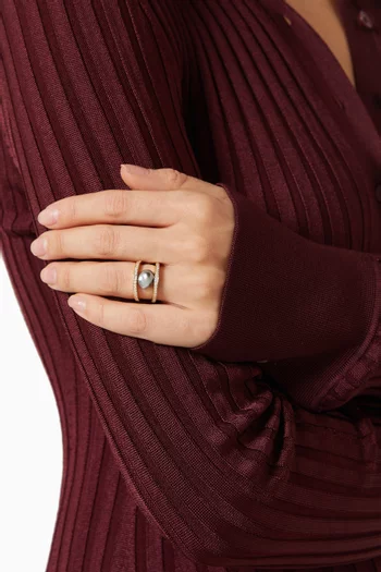 Pearl Loop Ring in 18k Yellow Gold 