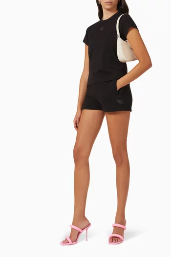 تي شيرت قطن جيرسيه قصير بشعار الماركة منفوخ