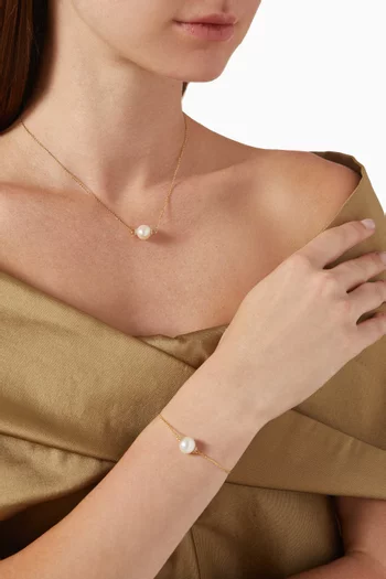 Kiku Freshwater Pearl & Diamond Bracelet in 18kt Yellow Gold 