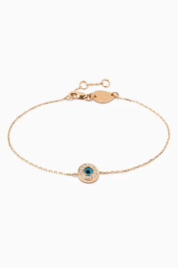 Evil Eye Diamond Bracelet in 18kt Yellow Gold  