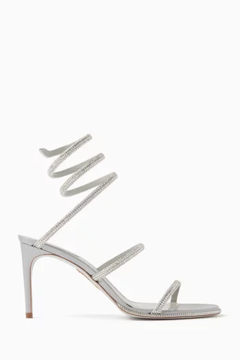 Cleo 105 Crystal Lace-up Sandals in Satin