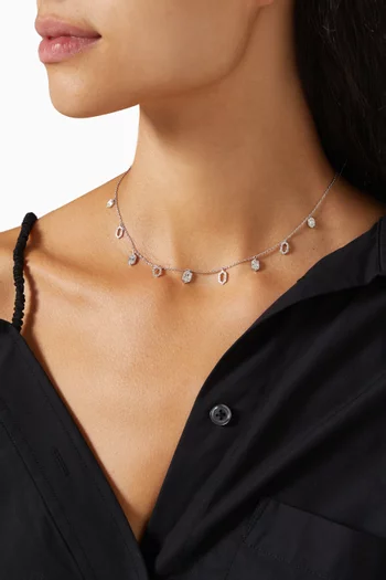 قلادة القصر بحلي مستطيلة مرصعة بالماس ذهب أبيض عيار 18