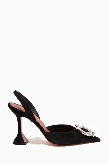 Begum 95 Crystal Slingback Pumps in Suede