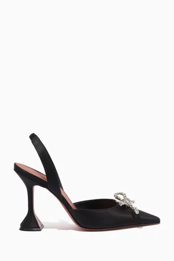 Rosie Crystal Bow Slingback Pumps in Satin