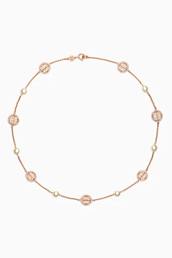 Kira Crystal & Pearl Necklace in Brass  