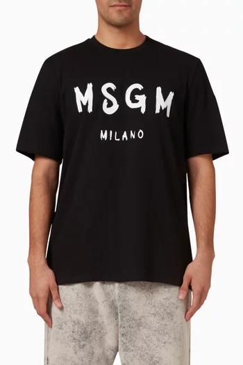 Brushed Logo T-shirt in Cotton Jersey