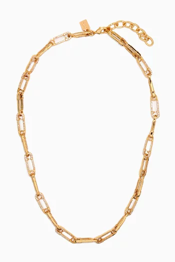 Locked Pin Chain Necklace in 18kt Gold-plated Brass