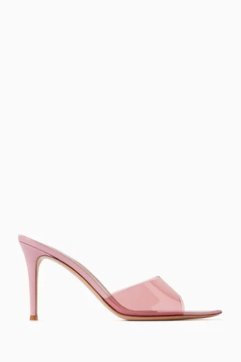 Elle 85 Mule Sandals in Patent Leather & Plexi