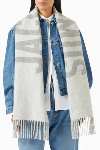 L'écharpe Fringed Logo Scarf in Wool