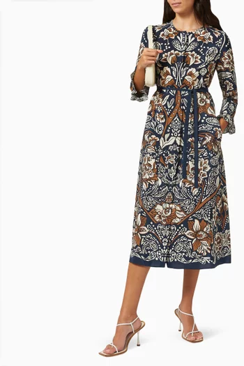 Bella Midi Dress in Silk