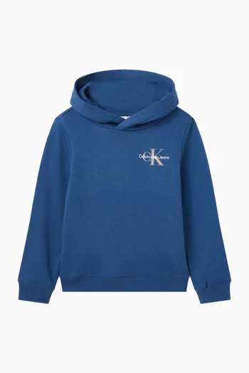 كنزة بغطاء رأس وطبعة شعار الماركة قطن عضوي