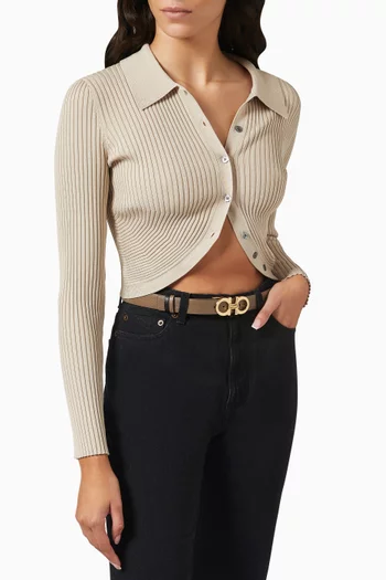 حزام جانشيني بوجهين جلد عجل مدقوق